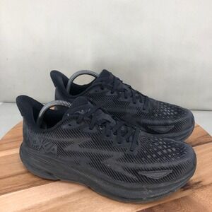 Hoka Clifton 9 Black Running Shoes Womens Size 11 Lightweight Cushioned Comfort